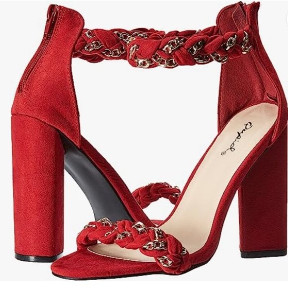 New Qupid LYRA-45 Heeled Sandal Red Suede | size  6 - Picture 1 of 6